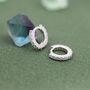 Sterling Silver Double Sided Cz Huggie Hoops, thumbnail 3 of 12