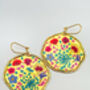 Large Gold Earrings With Colourful Flowers, thumbnail 4 of 10