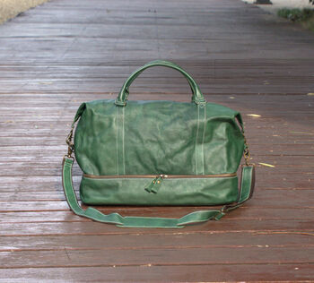 Leather Weekend Bag With Cloth Compartment, 2 of 11