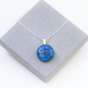 Blue Dichroic Glass Pendant Necklace, 2 of 8