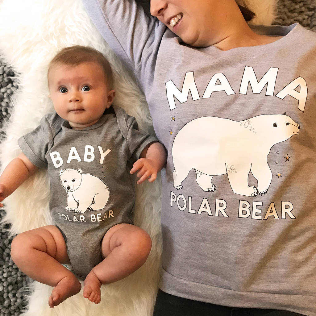 Mama Polar Bear And Baby Polar Bear Sweatshirt Set By Lovetree Design