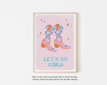 Let's Go Girls Cowboy Boots Art Print, 3 of 4
