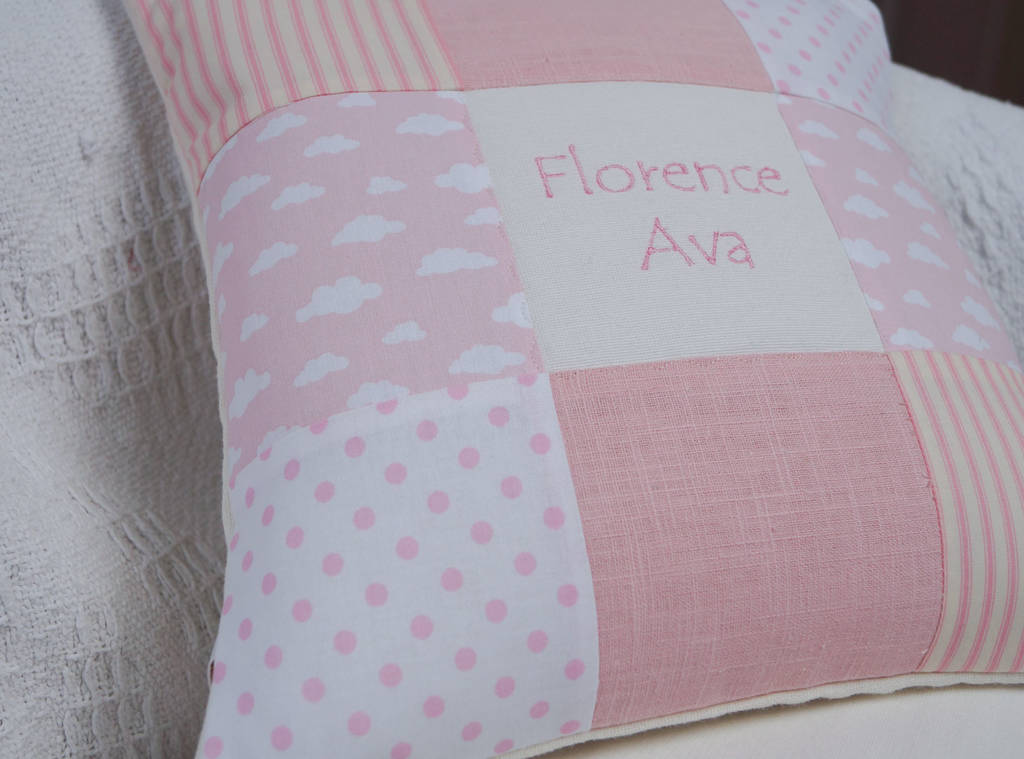 Baby Pink Nursery Name Cushion By Tuppenny House Designs