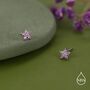 Sterling Silver Tiny Pink Cz Flower Stud Earrings, thumbnail 5 of 12