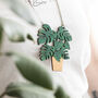 Monstera Wooden Plant Statement Necklace, thumbnail 1 of 6