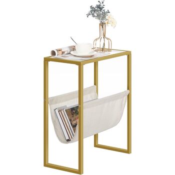 Glass Side Table End Table With Magazine Holder Sling, 6 of 9