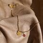 Personalised Birthstone And Engraved Initial Gold And Silver Charm Necklace, thumbnail 2 of 6