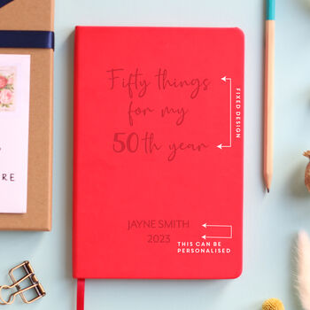 Personalised 50 Things For 50th Year Planner Notebook, 5 of 12
