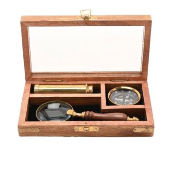 Personalised Classic Brass Explorer Gift Set, 2 of 3