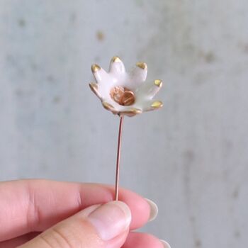 Ceramic White And Gold Flower Stems Set In Three Styles, 5 of 6