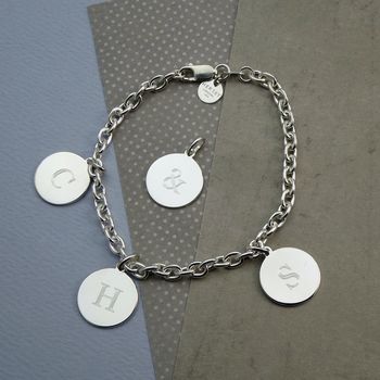 Sterling Silver Bracelet With Initial Disc, 2 of 4