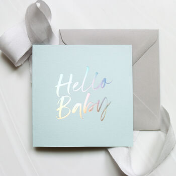 Holographic Foil New Born 'Hello Baby' Card, 2 of 8
