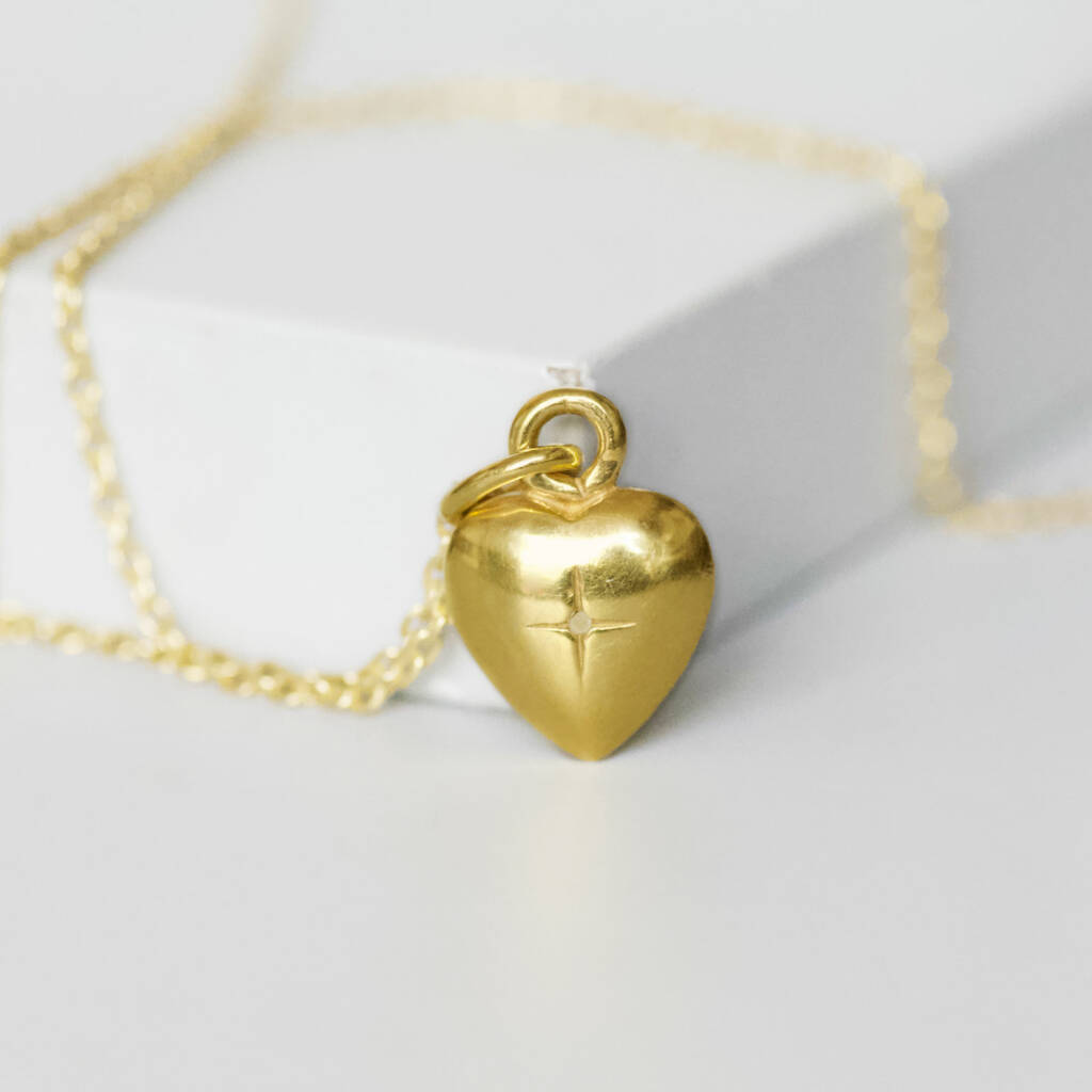 Gold Heart Charm Necklace By Amulette