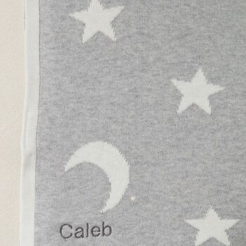 Reversible Grey Star And Moon Cotton Blanket, 2 of 2
