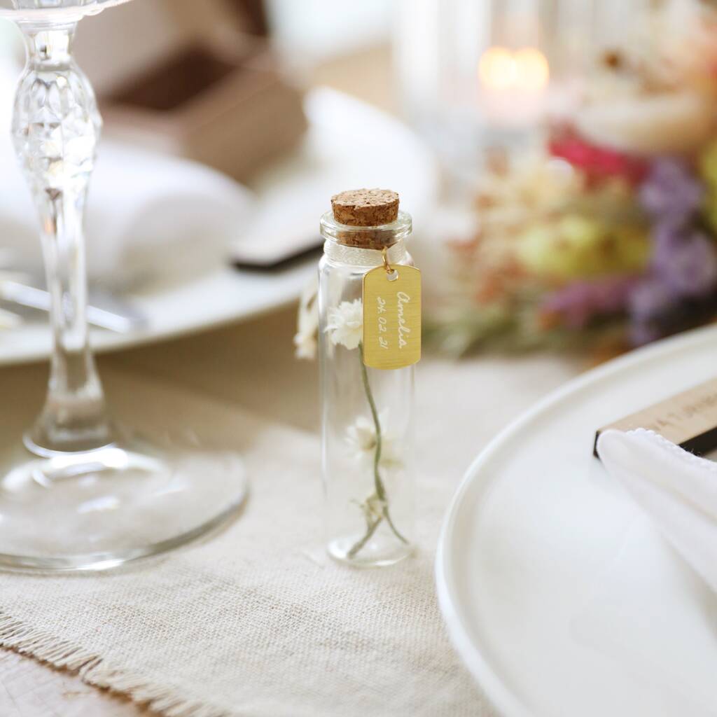 Personalised Dried Flower Glass Bottle With Charm By Lisa Angel