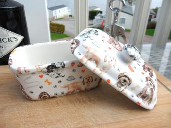 Lidded Butterdish In Cockerpoo Design, 2 of 12