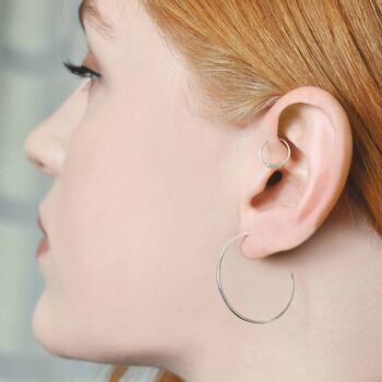 Sterling Silver Minimalist Hoop Ear Cuff Earring, 7 of 11