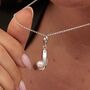 Hand And Pearl Charm Necklace, Sterling Silver Or Gold Plated, thumbnail 1 of 10