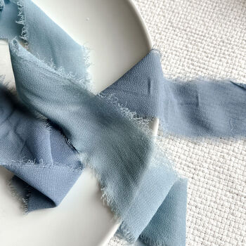 Chiffon Wedding Ribbon With Frayed Edges Blue 5m Roll, 5 of 5