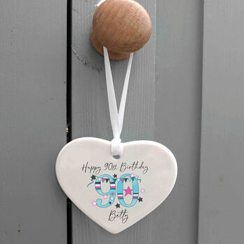 90th Birthday Heart Shaped Ceramic Keepsake Gift, 4 of 4