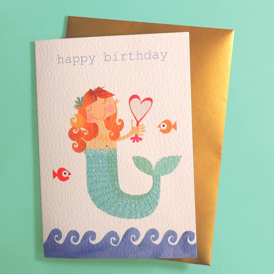 mermaid birthday card by kali stileman publishing | notonthehighstreet.com