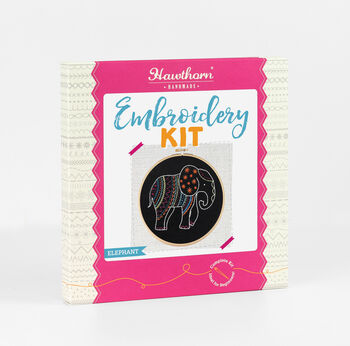 Black Elephant Embroidery Kit, 2 of 6