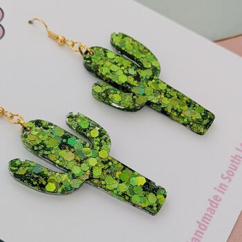 Cactus Glitter Earrings, 2 of 4