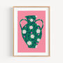 Flowers In Vase Art Print Green, thumbnail 1 of 5