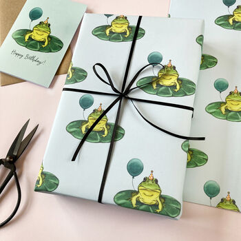 Frog With A Balloon Birthday Wrapping Paper, 4 of 5