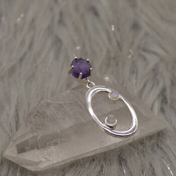 Amethyst, Moonstone Silver Earrings, 7 of 9
