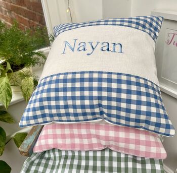 Gingham Name Cushion, 3 of 11