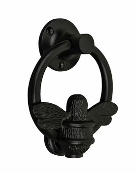 Brass Bumble Bee Ring Door Knocker Black Finish, 4 of 5