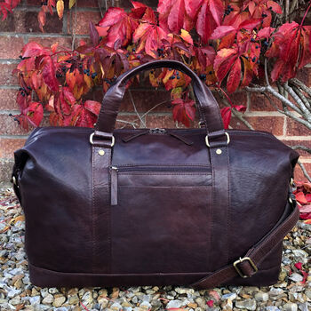 His And Hers Luxury Buffalo Leather Holdall Travel Set, 3 of 9