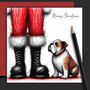 Bulldog Christmas Card. With Father Christmas, thumbnail 1 of 2
