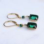 Emerald Green Crystal Leverback Earrings, thumbnail 1 of 10