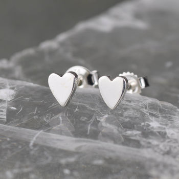 Tiny Sterling Silver Heart Studs, 2 of 5