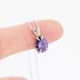 Sterling Silver Amethyst Purple Pear Cut Cz Necklace, thumbnail 4 of 12