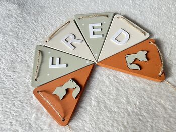 Woodland Bunting Personalised Wooden Garland, 2 of 9