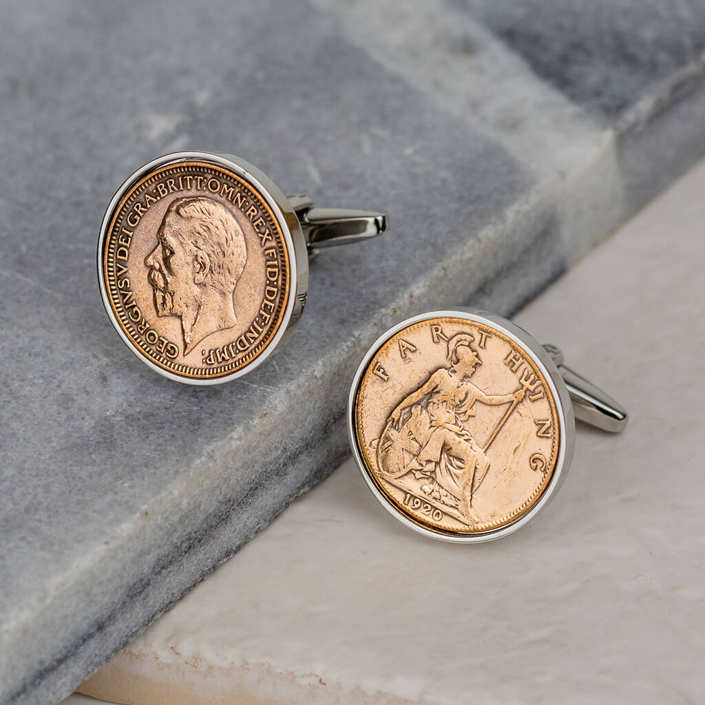 Image of 100th Birthday 1920 Farthing Coin Cufflinks