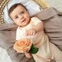 Peach Organic Romper With Embroidery Design, thumbnail 1 of 2
