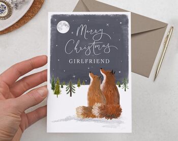 Cute Woodland Fox Christmas Card For Girlfriend, 3 of 4