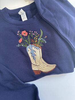 Cowboy Boot Floral Embroidered Sweatshirt, 3 of 5