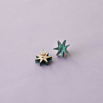 Hand Drawn Star Stud Earrings In Marble Glitter, 3 of 4