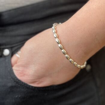 Sterling Silver Oval Bead Bracelet, 2 of 3
