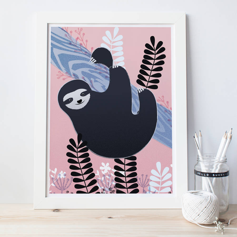 Sloth Hanging In A Tree Print