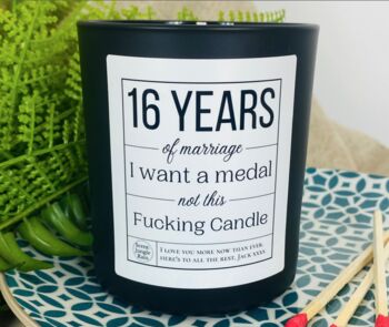 Personalised 16th Wedding Anniversary Medal Candle, 2 of 11