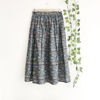 Water Lilies Printed Midi Skirt, Art Print Skirt, 4 of 6
