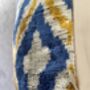 Velvet Blue, Yellow And Beige Cushion Cover, thumbnail 6 of 7