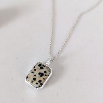 The Rectangle Dalmatian Jasper Necklace, Silver, 3 of 9