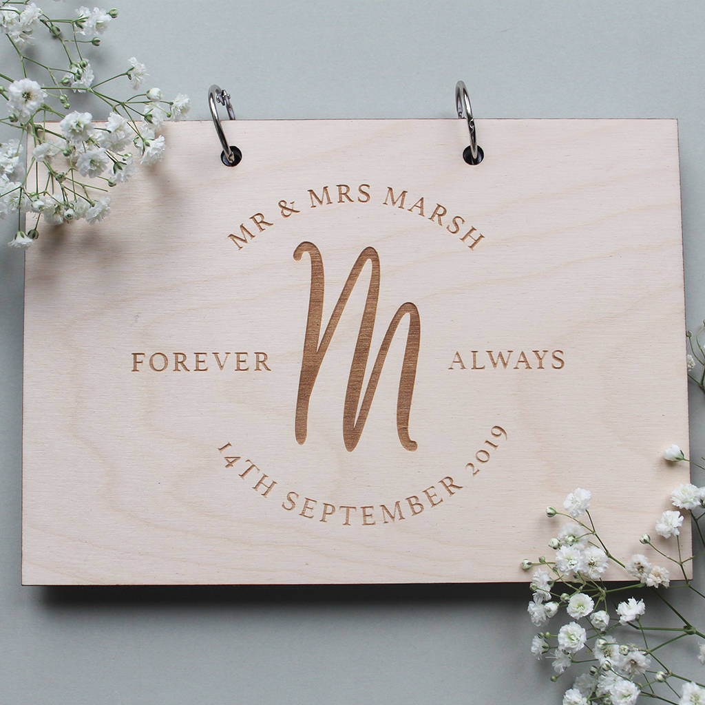 Personalised Initial Wooden Wedding Guest Book, 1 of 3